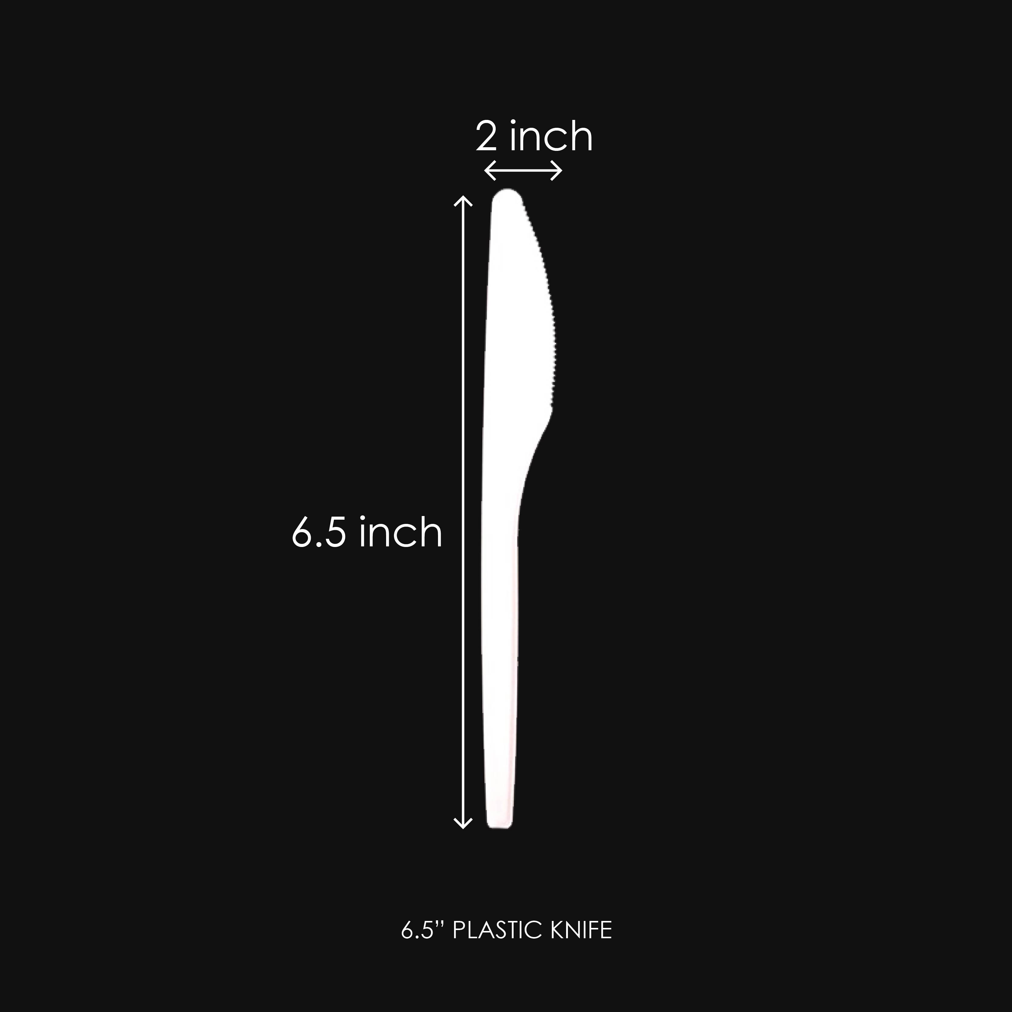 6.5" PLASTIC KNIFE (PW) (+-50'S) (40PKT/CTN)