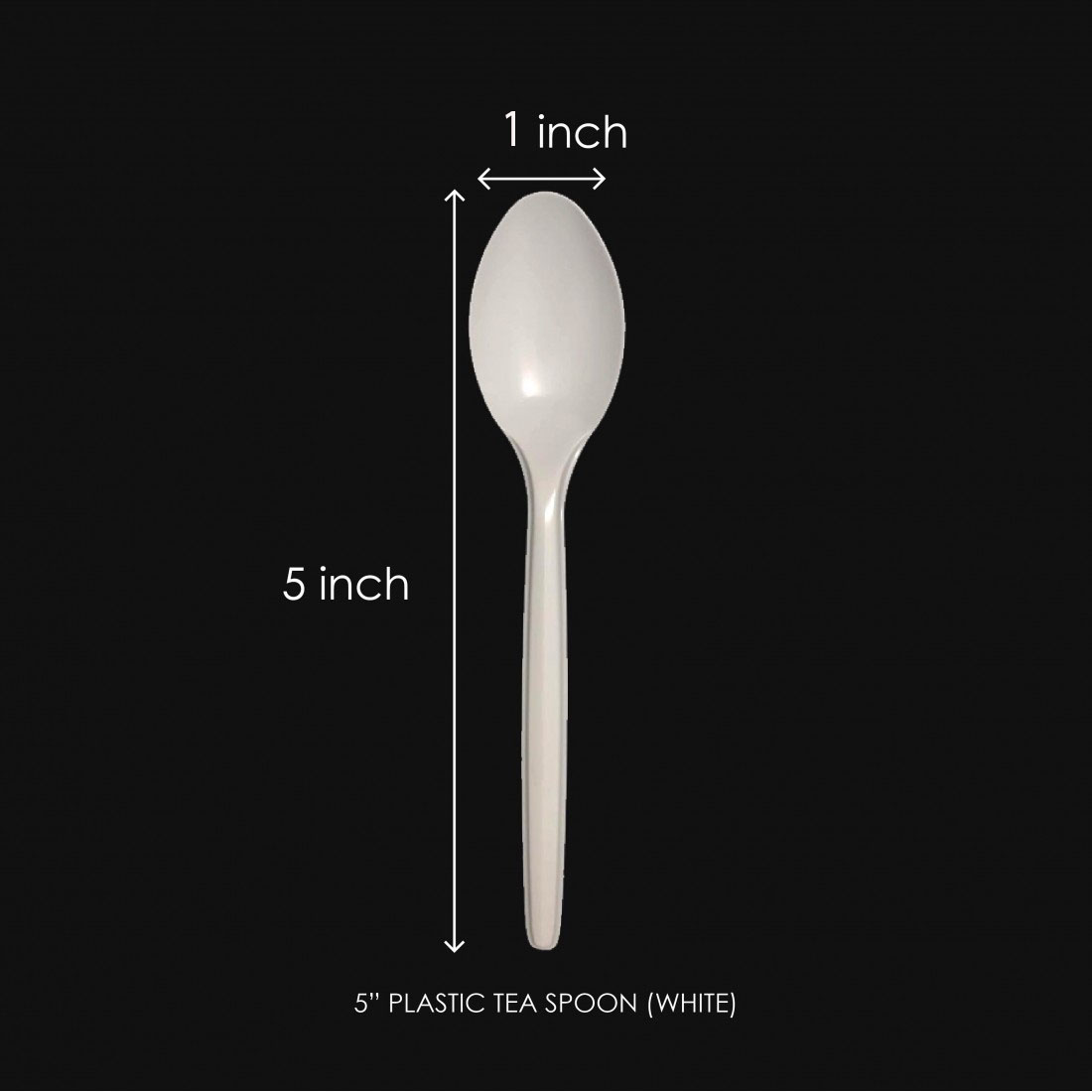 5" PLASTIC TEA SPOON (WHITE) (+-50'S) (20PKT/CTN)