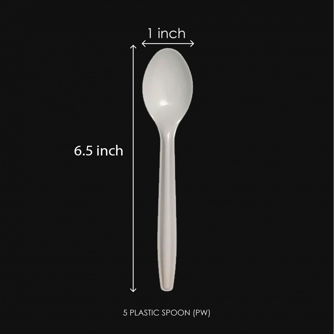 6.5" PLASTIC SPOON (PW) (+-50'S) (40PKT/CTN)
