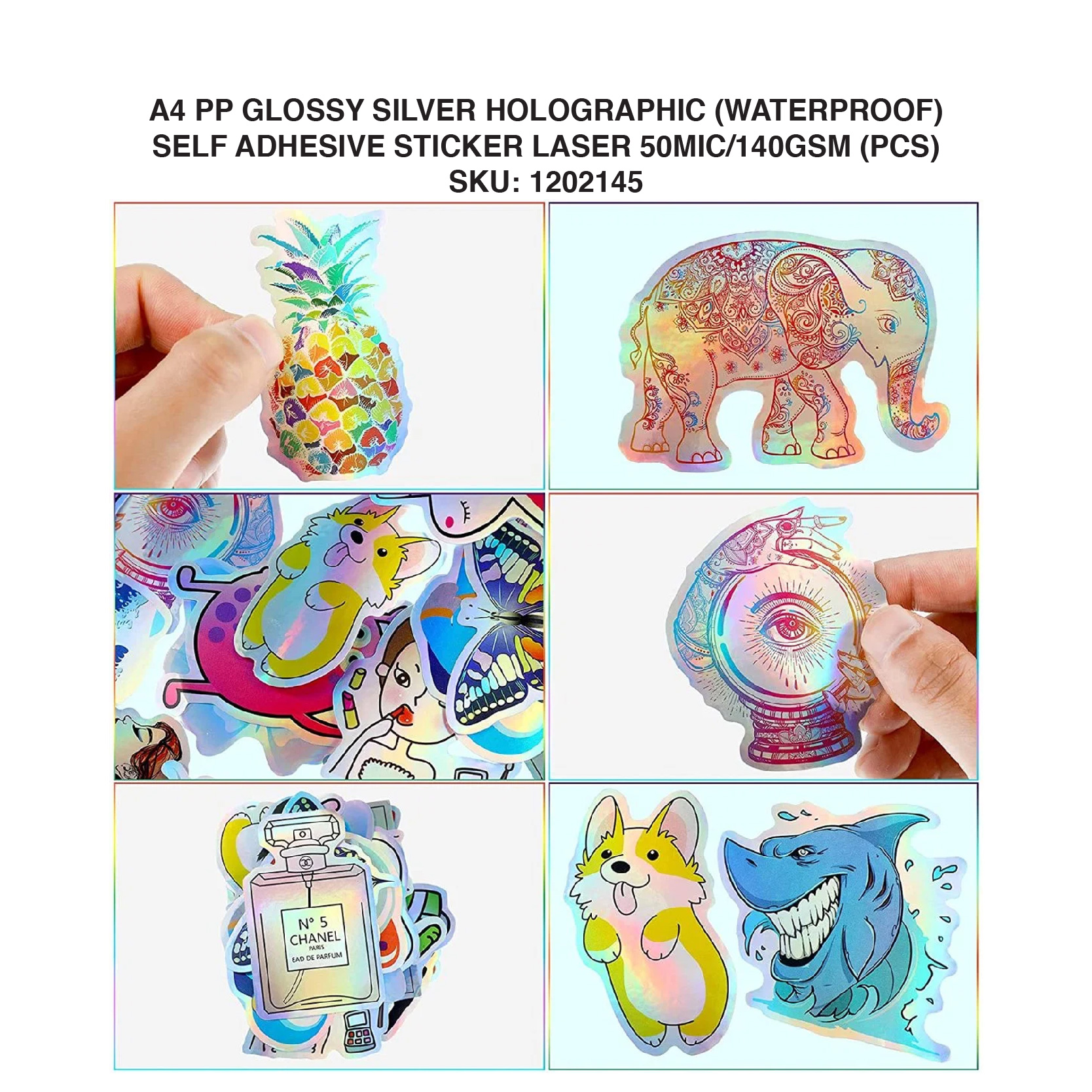 A4 PP Glossy Silver Holographic for Inkjet Printer (10 PCS)