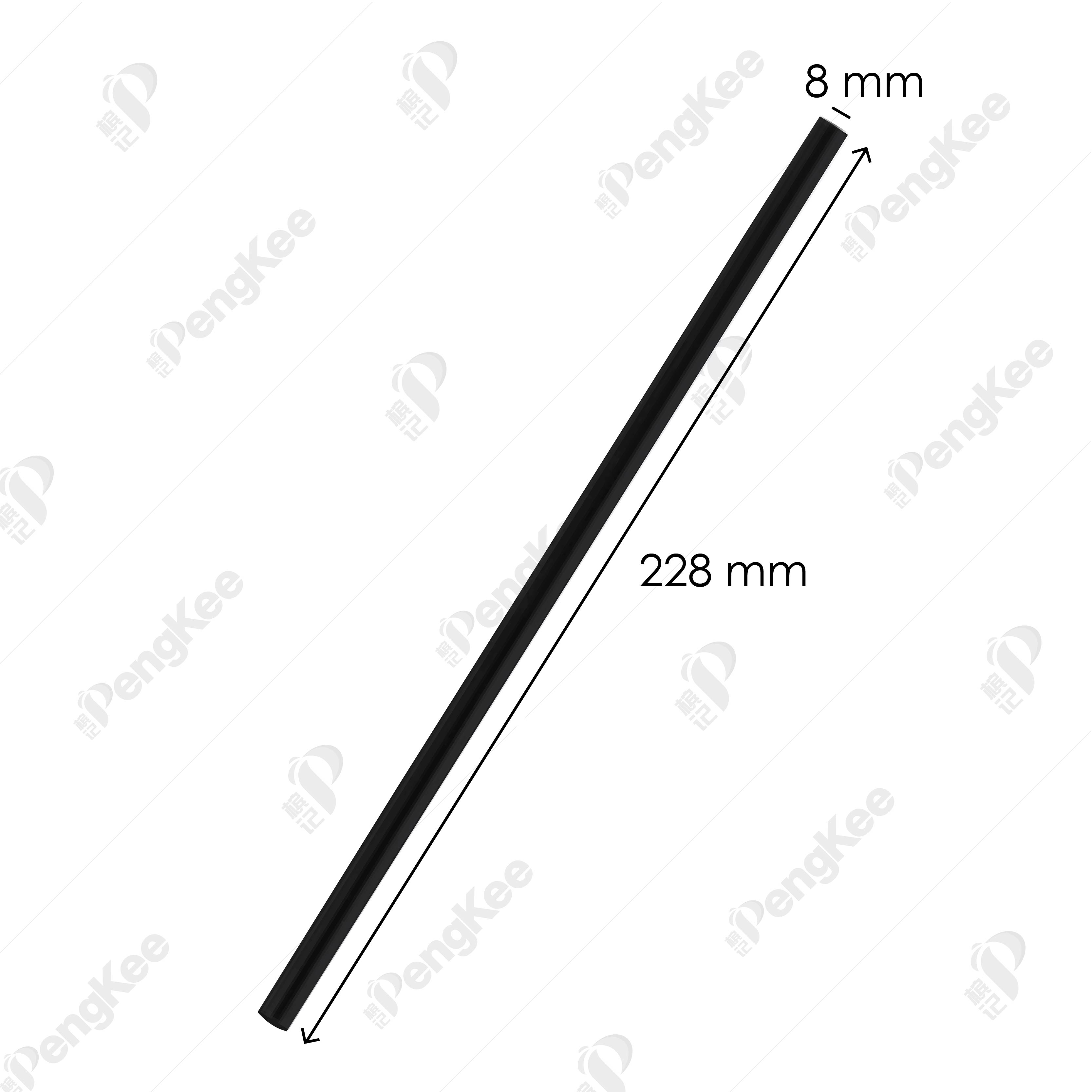 9" (8MM) STRAIGHT STRAW (BLACK) (+-200'S) (30PKT/CTN)