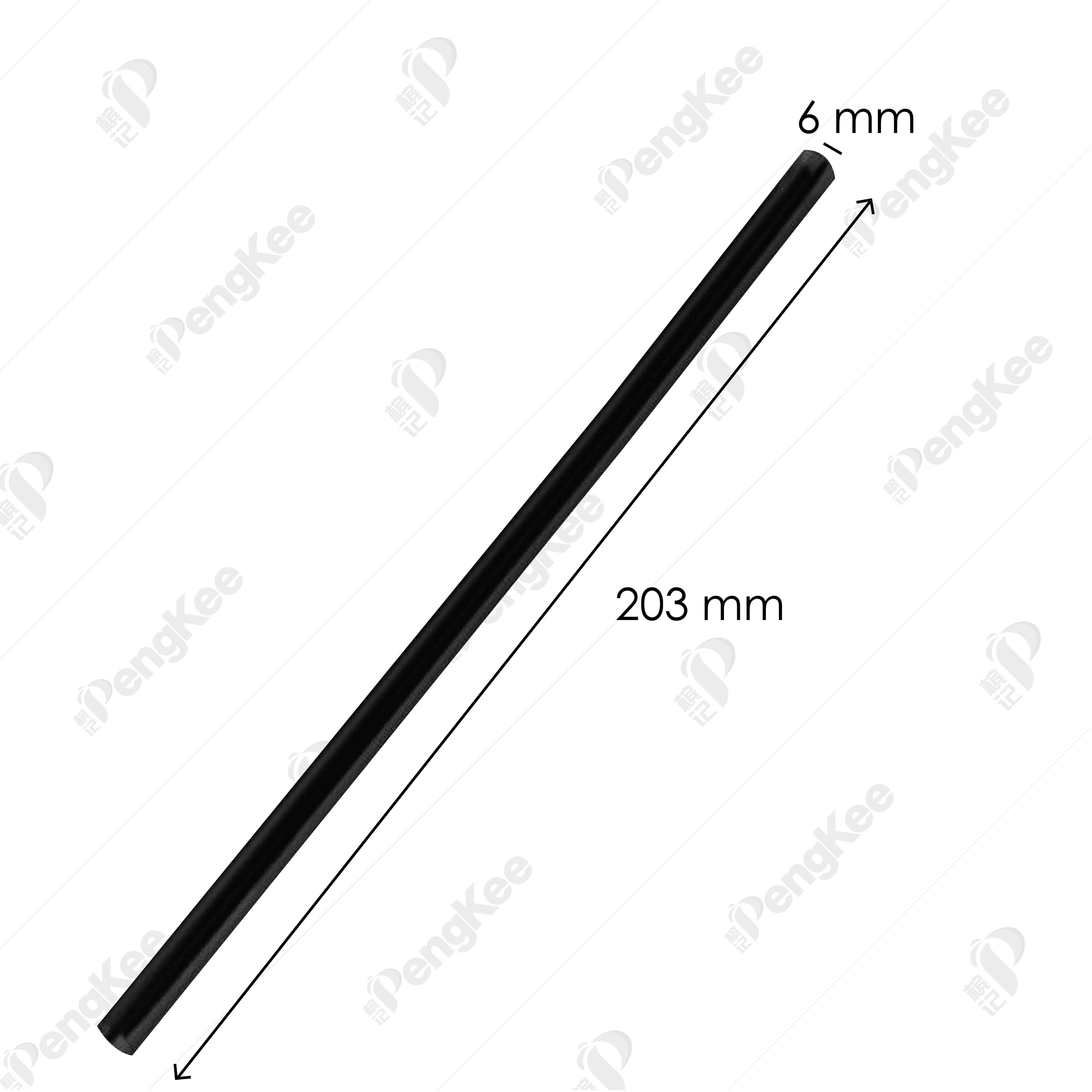 8" (6MM) STRAIGHT STRAW (BLACK) (SE621 T250) (250'S) (40PKT/CTN)