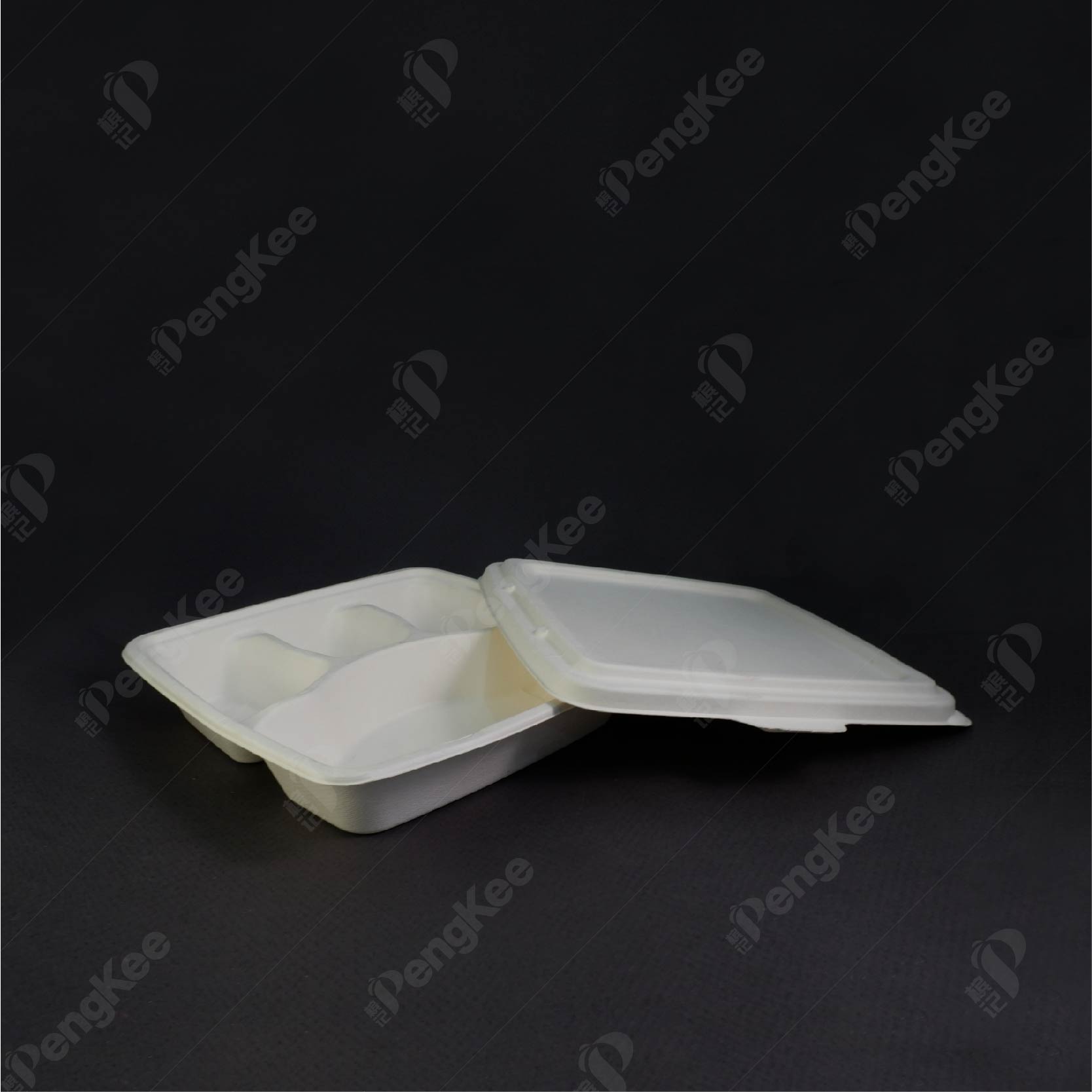 SC94 9'" 4 COMPARTMENT SUGARCANE LUNCH BOX WITH LID