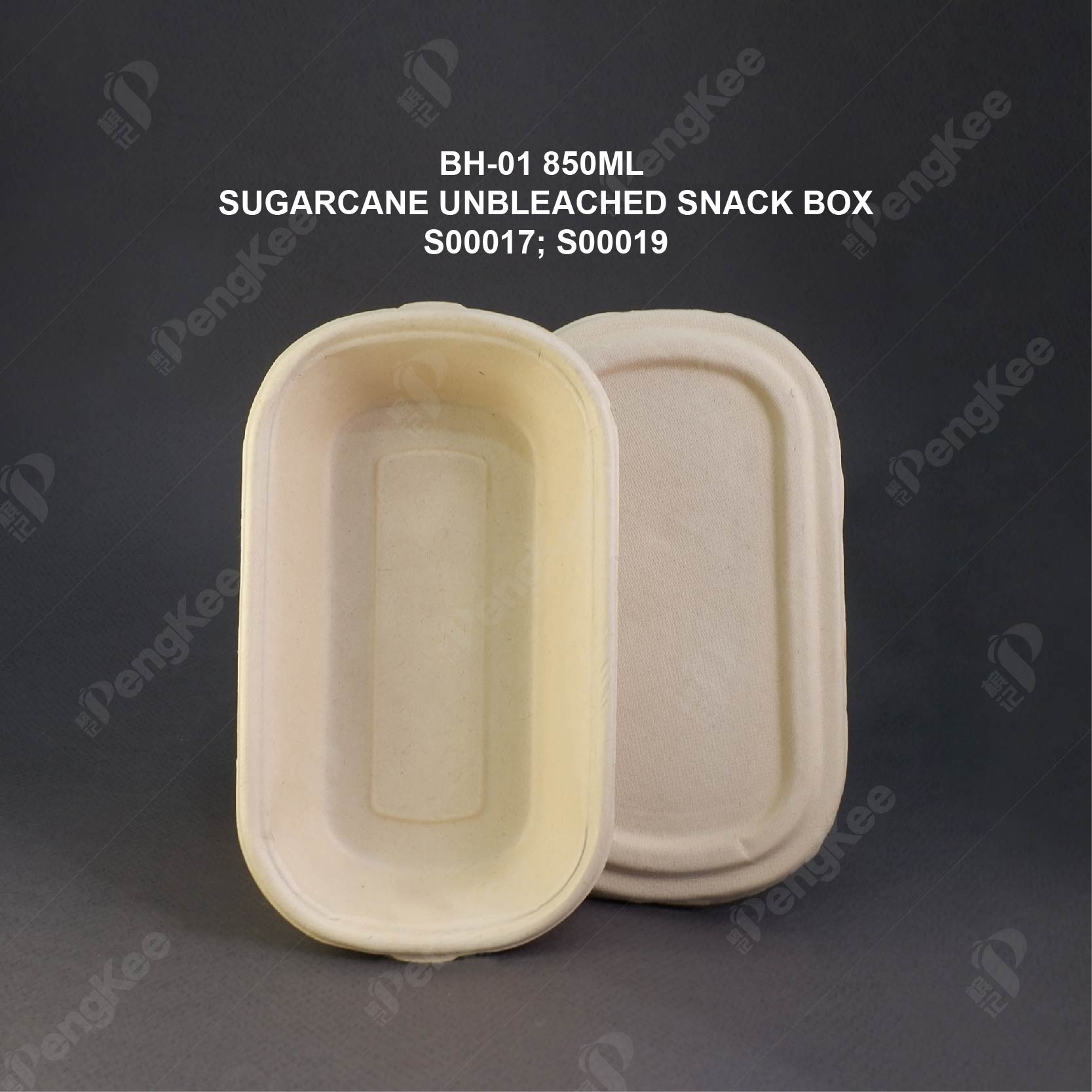 BH-01 850ML SUGARCANE UNBLEACHED SNACK BOX