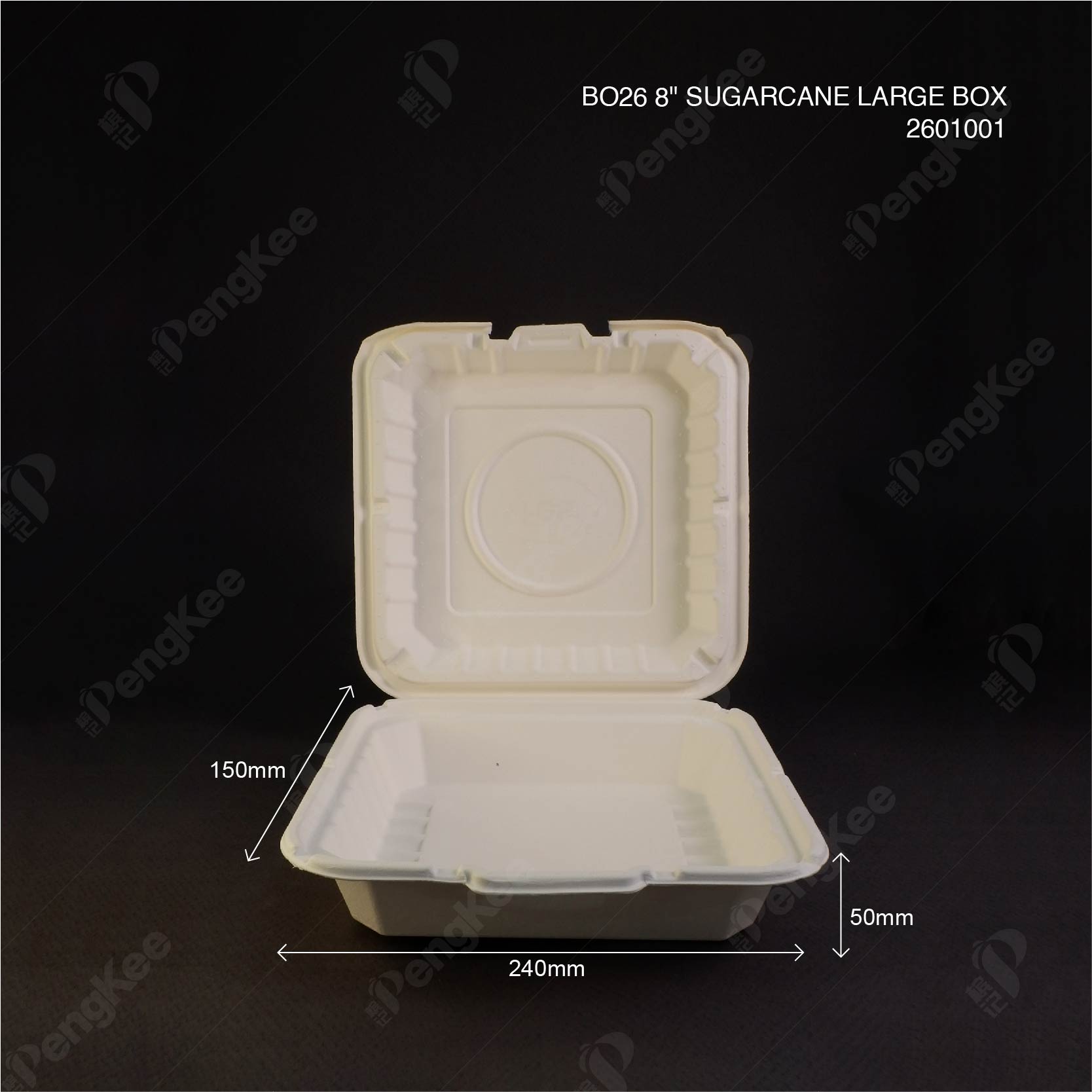BO26 8" SUGARCANE LARGE BOX