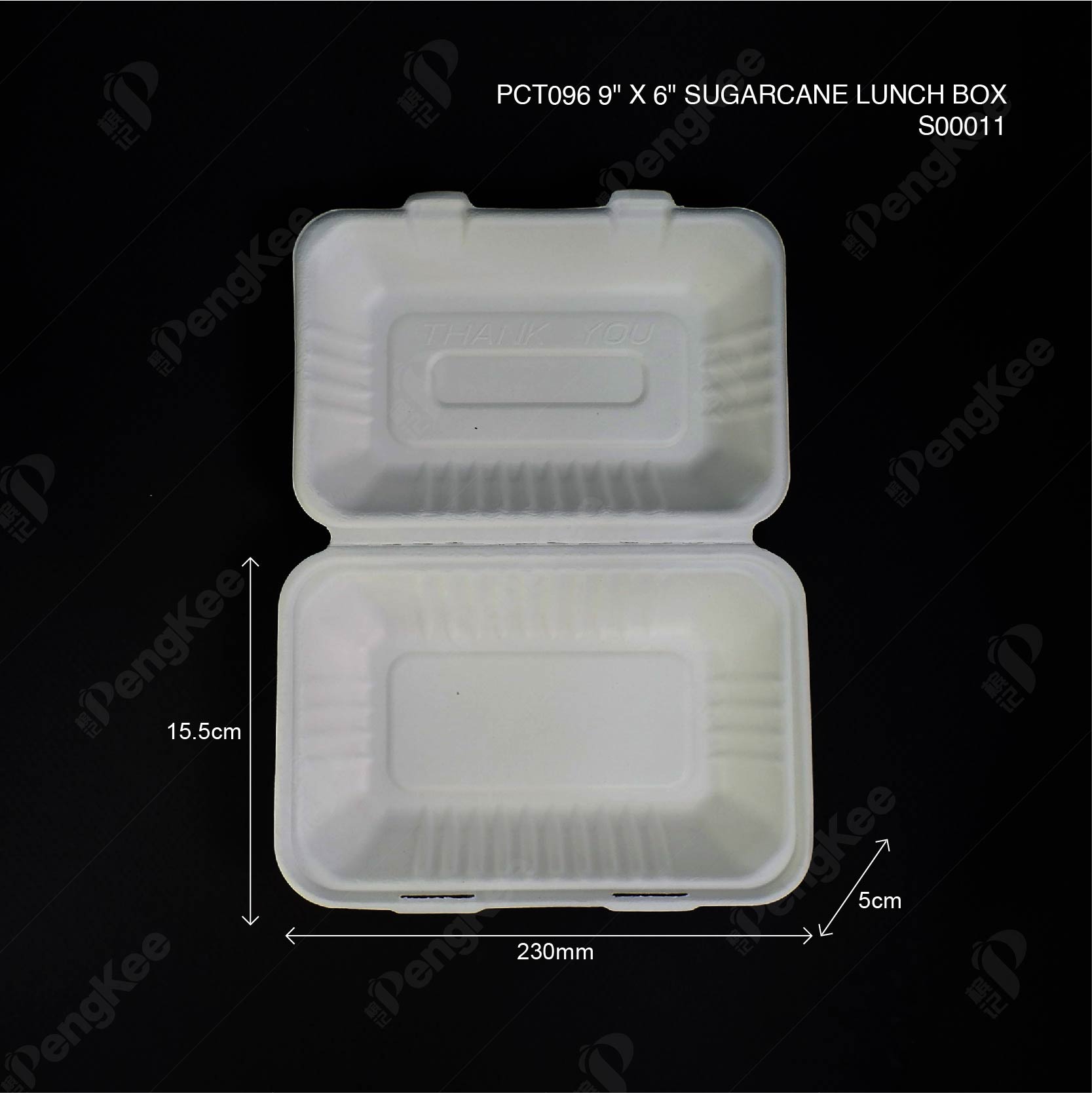 PCT096 9" X 6" SUGARCANE LUNCH BOX