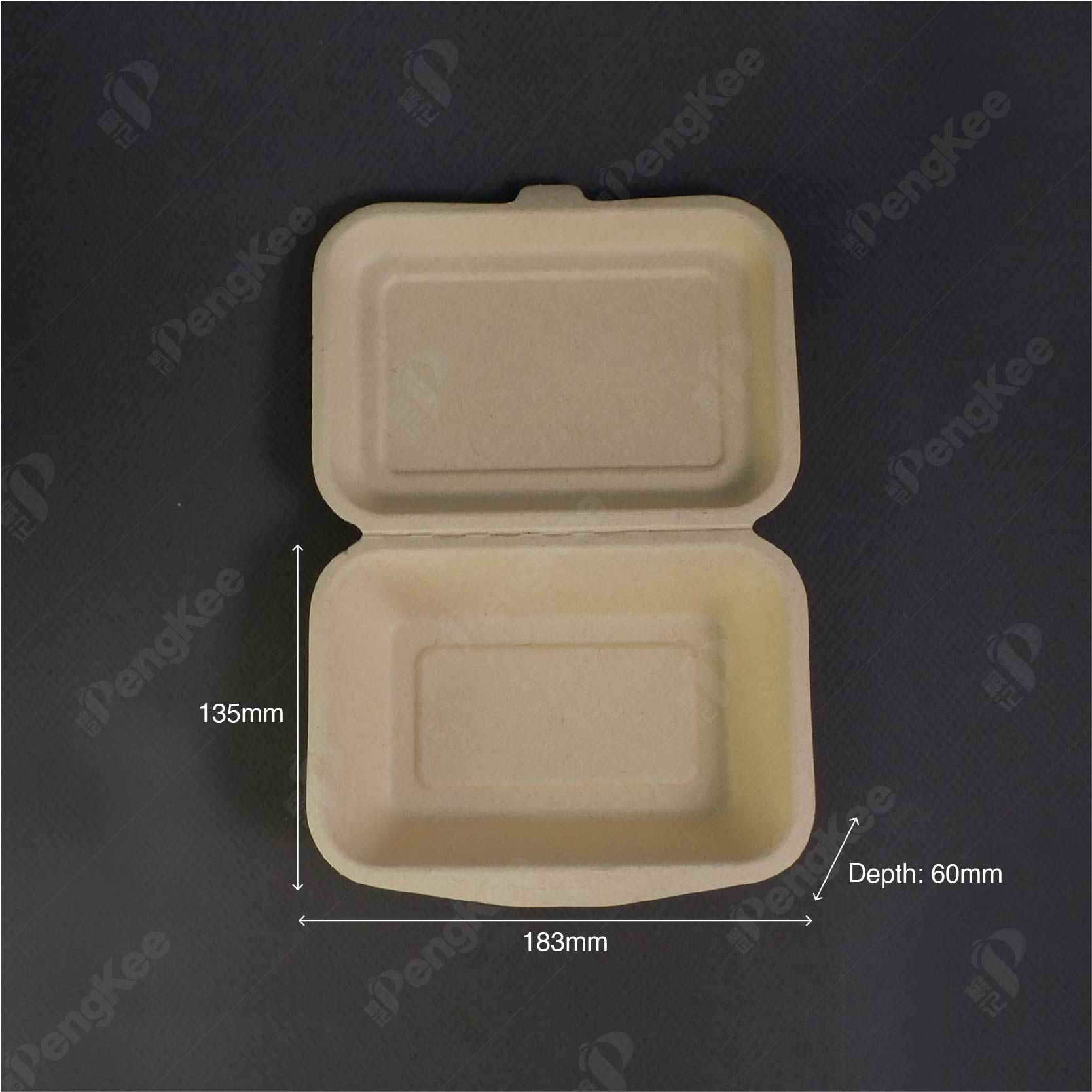 UBOO1 SUGARCANE UNBLEACH LUNCH BOX (600ml)