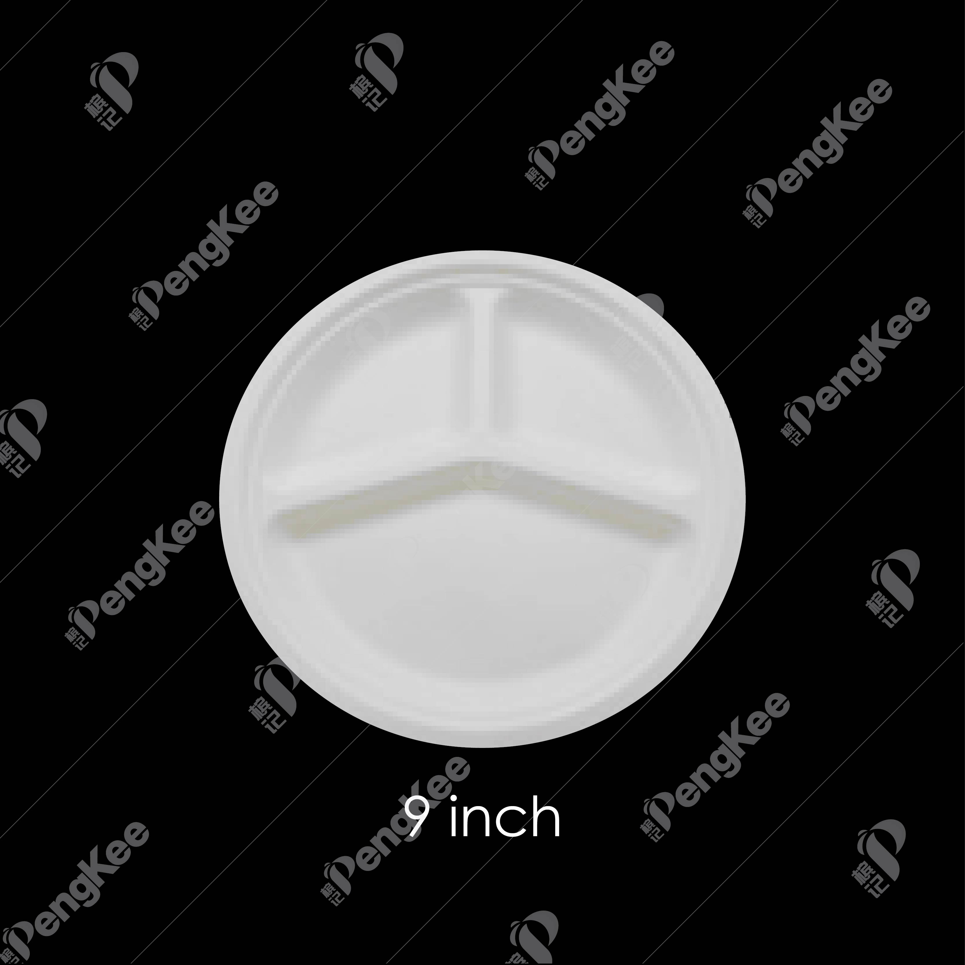 PO12 9" SUGARCANE PLATE (3 COMP.) 50'S X 20PKT/CTN