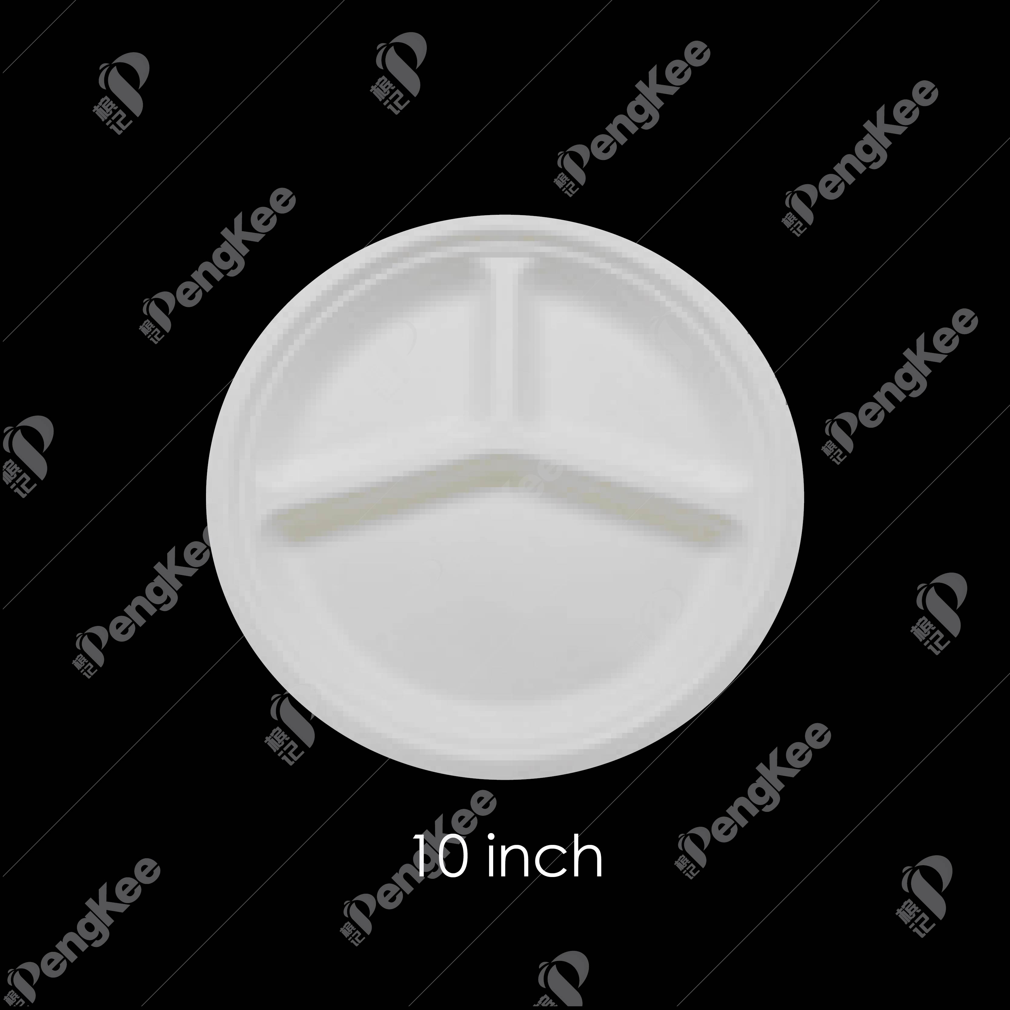 POO7 10" SUGARCANE PLATE (3 COMP.) 50'S X 16PKT