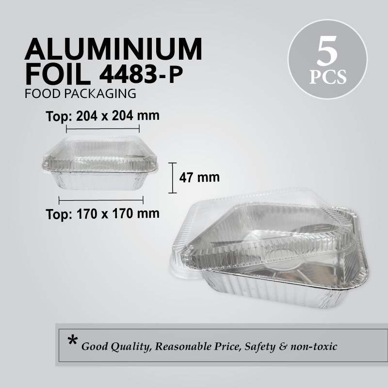 ALU FOIL TRAY W/LID 4483-P (SQUARE) (5'S) 50PKT/CTN