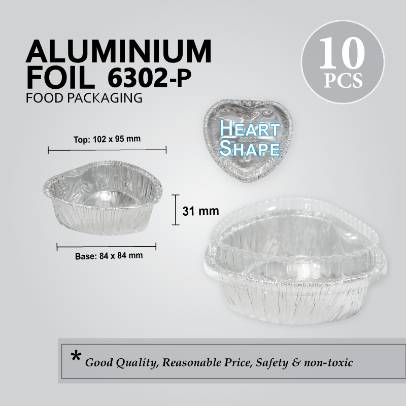 ALU FOIL TRAY W/LID 6302-P (HEART) (10'S) 48PKT/CTN