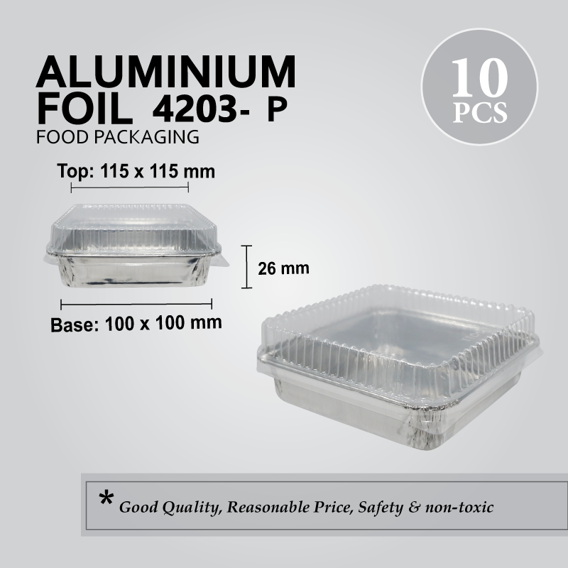 ALU FOIL TRAY W/LID 4203-P (SQUARE) (10'S) 48PKT/CTN