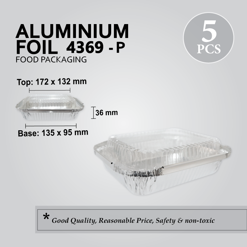 ALU FOIL TRAY W/LID 4369-P (RECTANGULAR) (5'S) 54PKT/CTN