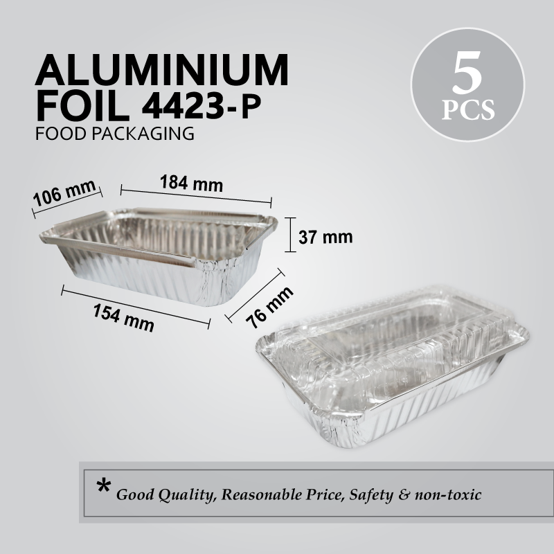 ALU FOIL TRAY W/LID 4423-P (RECTANGULAR) (5'S) 72PKT/CTN