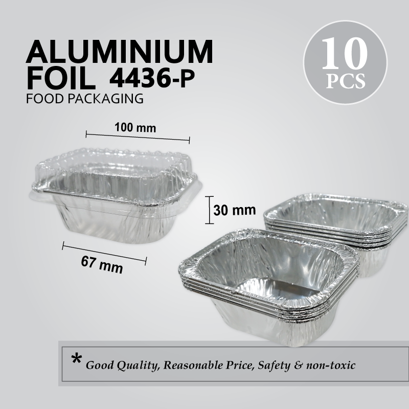 ALU FOIL TRAY W/LID 4436-P (RECTANGULAR) (10'S) 50PKT/CTN