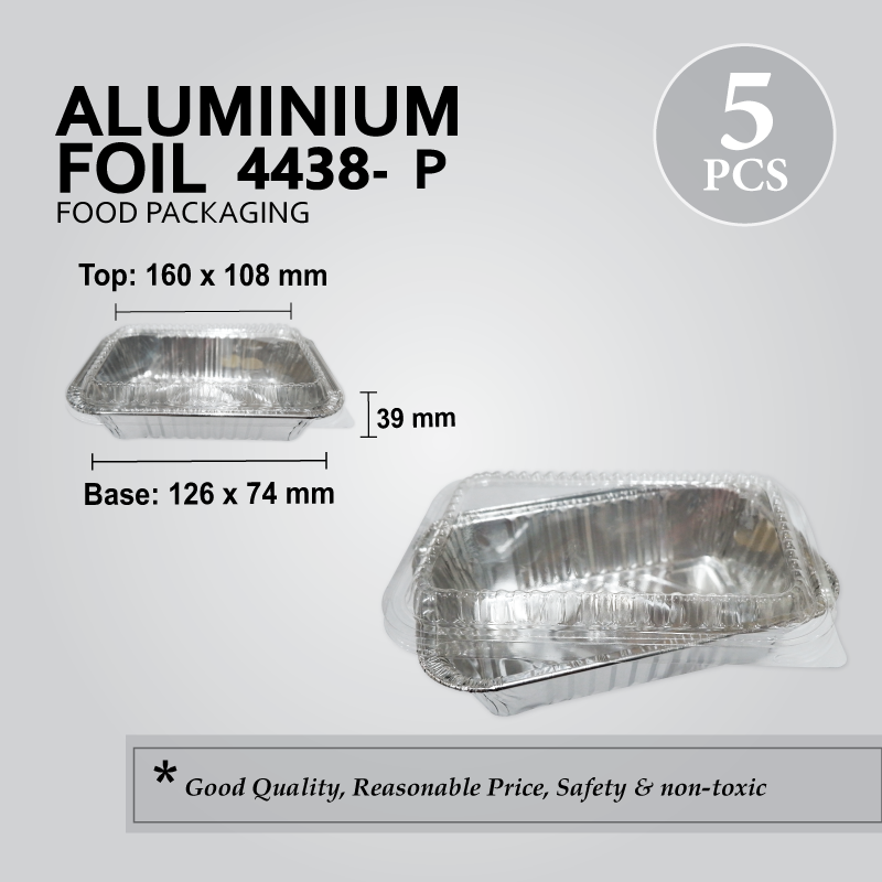 ALU FOIL TRAY W/LID 4438-P (SQUARE) (5'S) (50PKT/CTN)
