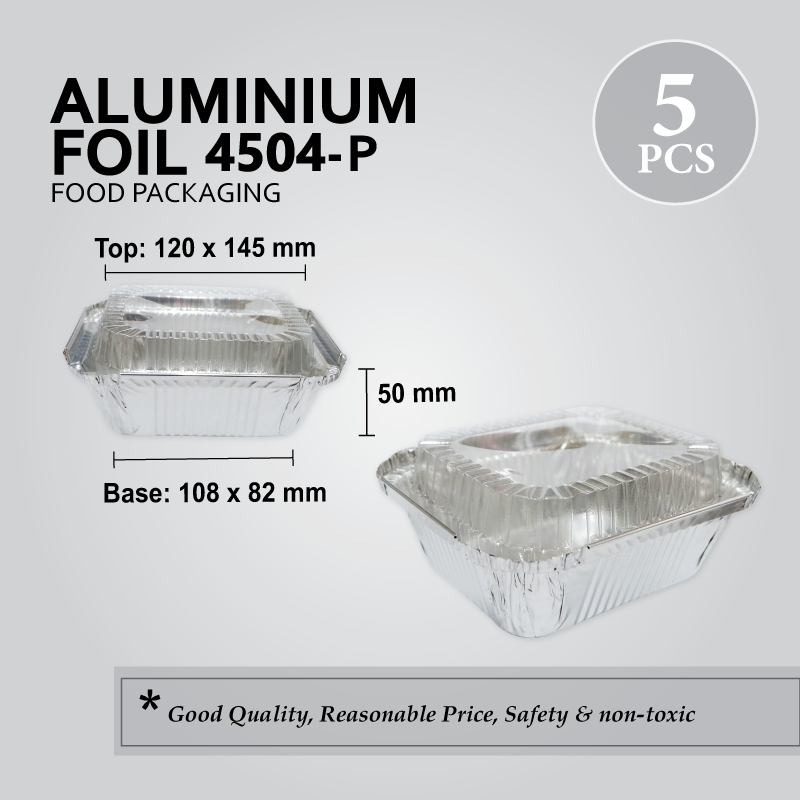 ALU FOIL TRAY W/LID 4504-P (SQUARE) (5'S) 72PKT/CTN