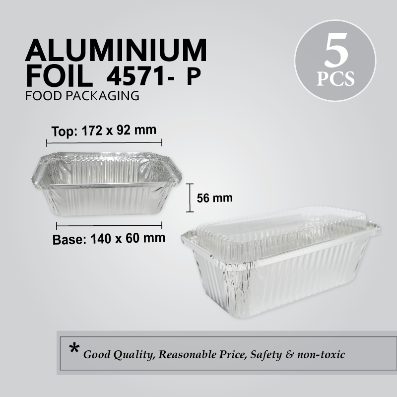 ALU FOIL TRAY W/LID 4571-P (RECTANGULAR) (5'S) 60PKT/CTN