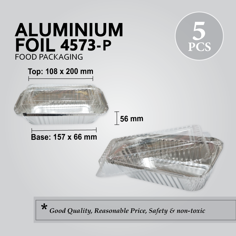 ALU FOIL TRAY W/LID 4573-P (RECTANGULAR) (5'S) 64PKT/CTN