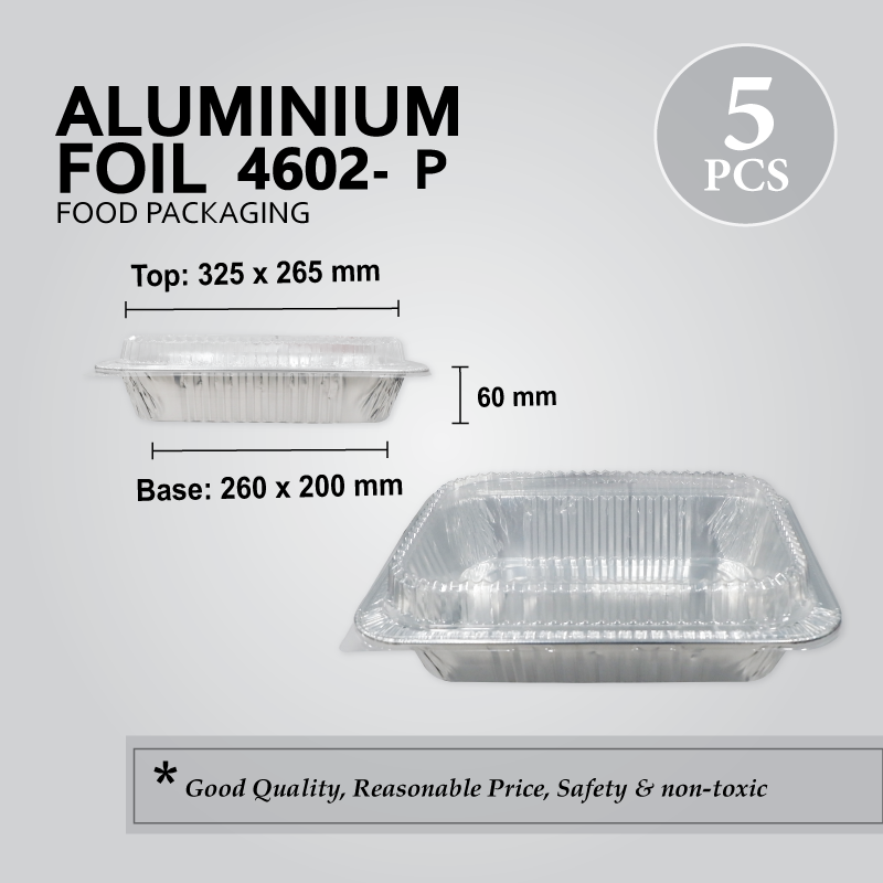 ALU FOIL TRAY W/LID 4602-P (RECTANGULAR) (5'S) 20PKT/CTN
