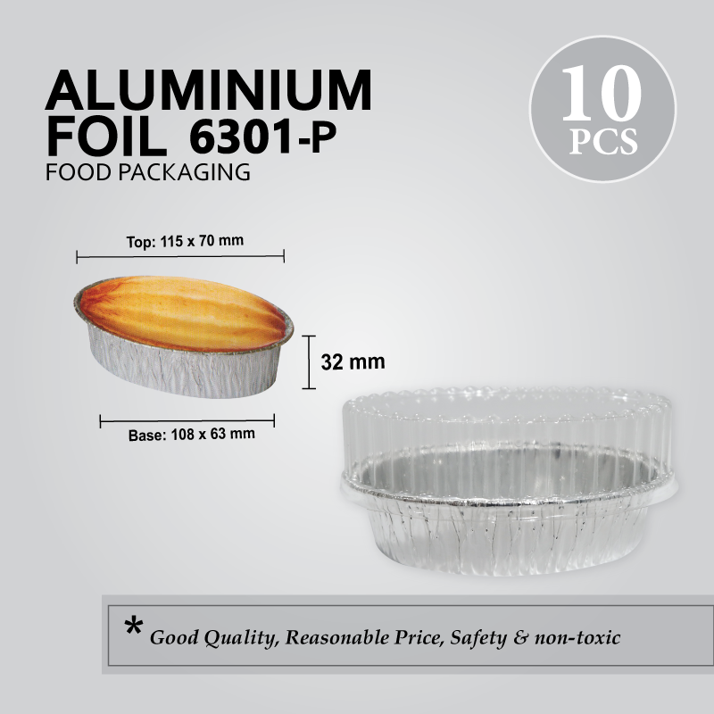 ALU FOIL TRAY W/LID 6301-P (OVAL) (10'S) 60PKT/CTN