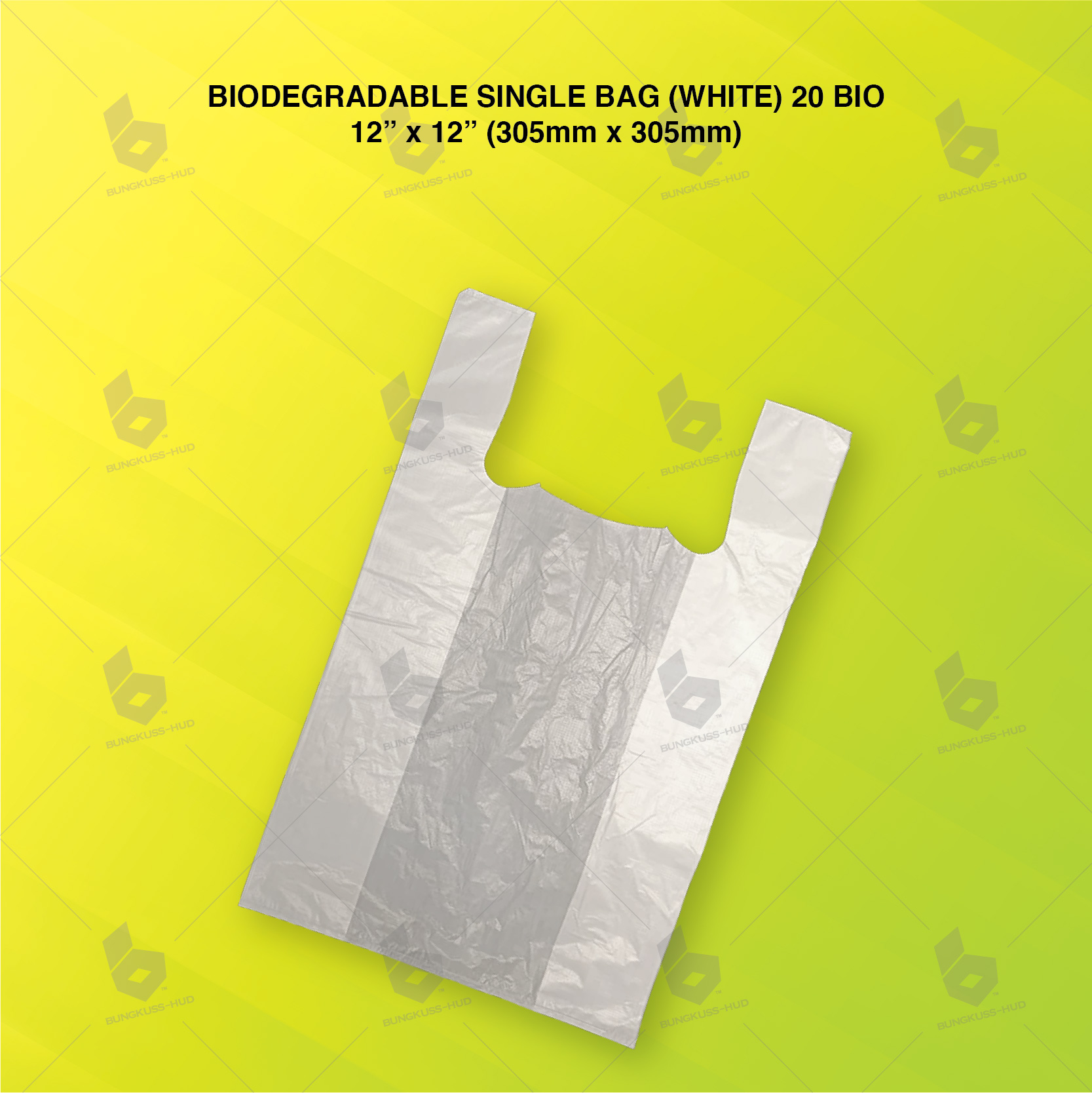 BIODEGRADABLE SINGLET BAG 12" X 12" ( WHITE ) (60'S x 180PKT/BAG)