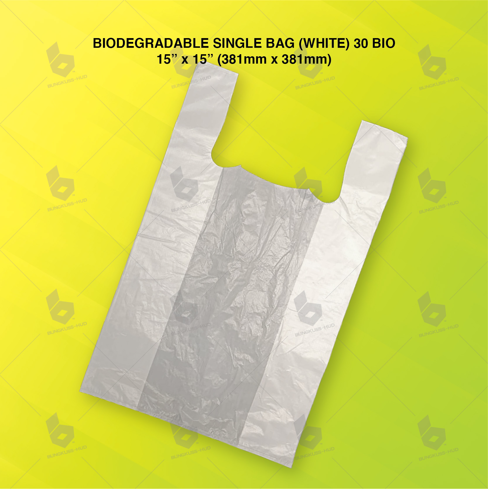 BIODEGRADABLE SINGLET BAG 15" X 15" ( WHITE ) (60'S x 120PKT/BAG)