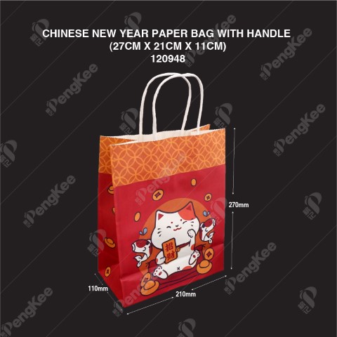 PAPER BAG WITH  CHINESE NEW YEAR PAPER BAG WITH TWISTED HANDLE 10'S/PKT 