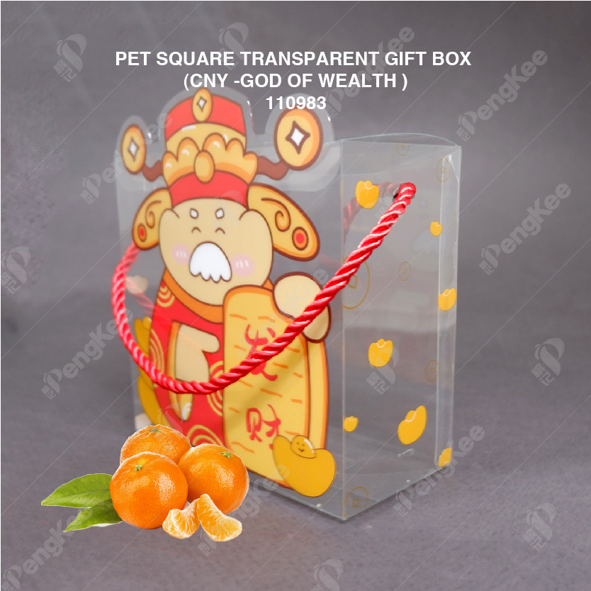 PVC TRANSPARENT GIFT BOX FOR CHINCESE NEW YEAR  (CNY -GOD OF WEALTH ) PCS/PKT