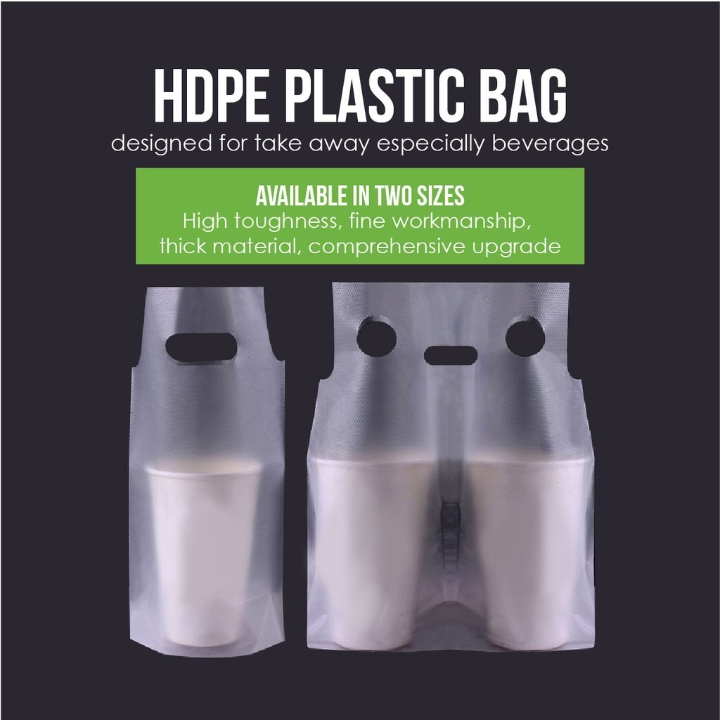 HDPE SINGLE CUP HOLDER PACKING PLASTIC HAND BAG 16*27CM (100'S)