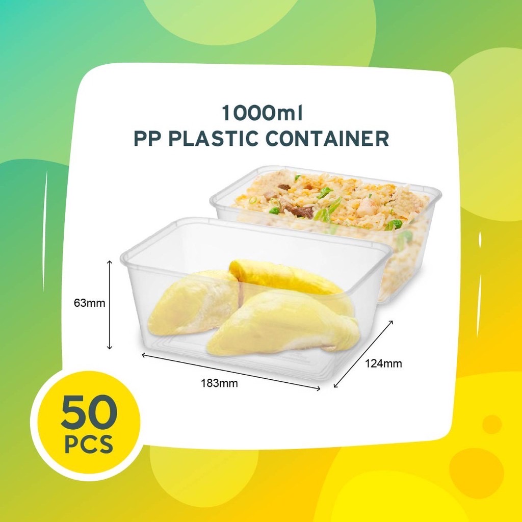 PLASTIC CONTAINER (RECTANGULAR) (+-50'S X 5PKT/CTN) cbware