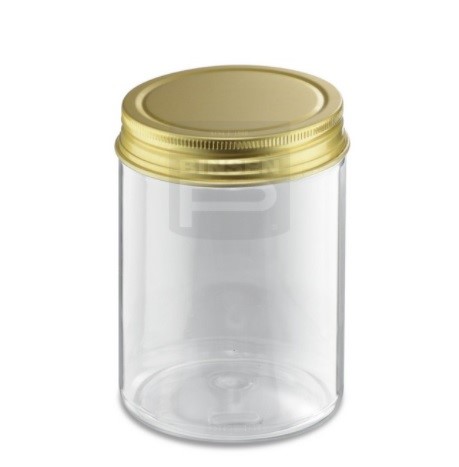 BP0404 400ML (round 72mm) PLASTIC BOTTLE C/W SCREW LID (GOLD) (15'S)