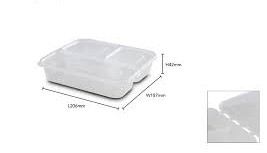 PLASTIC CONTAINER FR-1200S-3C (1200ML) (RECTANGULAR) (3COMP.)(50'S X 4PKT/CTN)