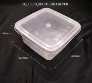 PLASTIC CONTAINER SQ 250 (SQUARE) (50'S/PKT)