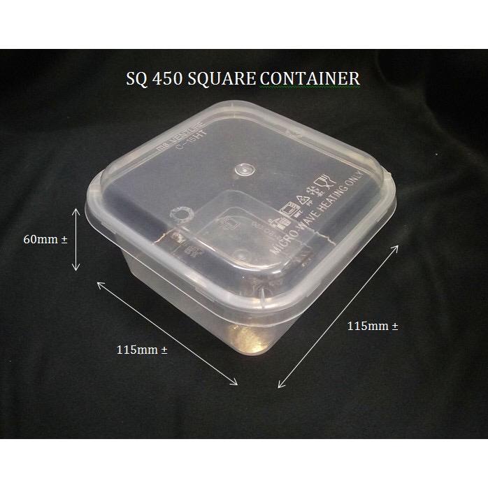 PLASTIC CONTAINER SQ 450 (SQUARE ) (50'S/PKT)