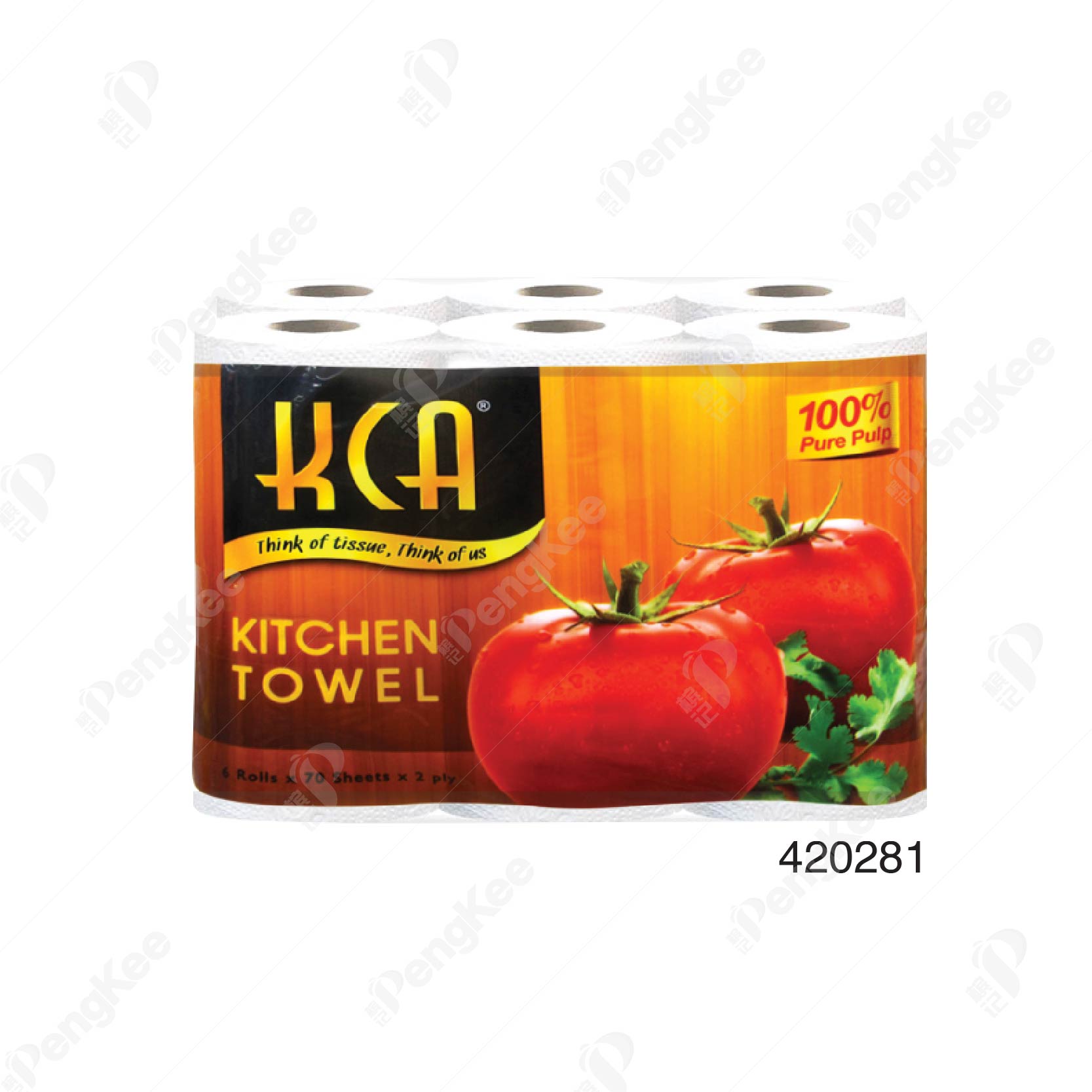 KCA KITCHEN TOWEL 2PLY (60'S) (6RLS X 8 BAG)