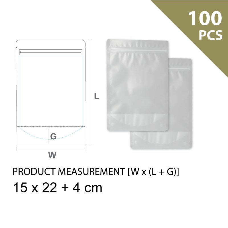 FROSTED STAND UP ZIP LOCK BAG 13CM X 20CM + 4CM (CM)(100'S/PKT)