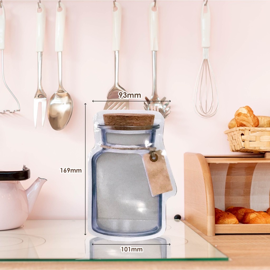 BOTTLE SHAPE SEAL ZIPPER STORAGE CLEAR PLASTIC BAG (WOODEN CAP DESIGN) 12*17.5+7CM (50'S)