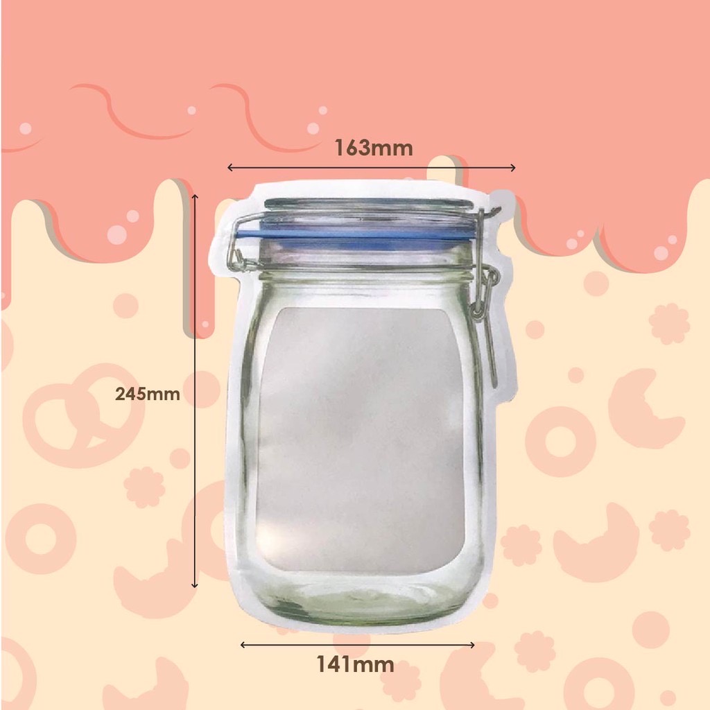 BOTTLE SHAPE SEAL ZIPPER STORAGE FROSTED PLASTIC BAG(BLUE CAP DESIGN) 17*24.5+8 CM  (50'S)