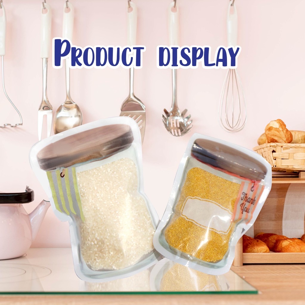 BOTTLE SHAPE SEAL ZIPPER STORAGE CLEAR PLASTIC BAG (WOODEN CAP DESIGN) 12*17.5+7CM (50'S)